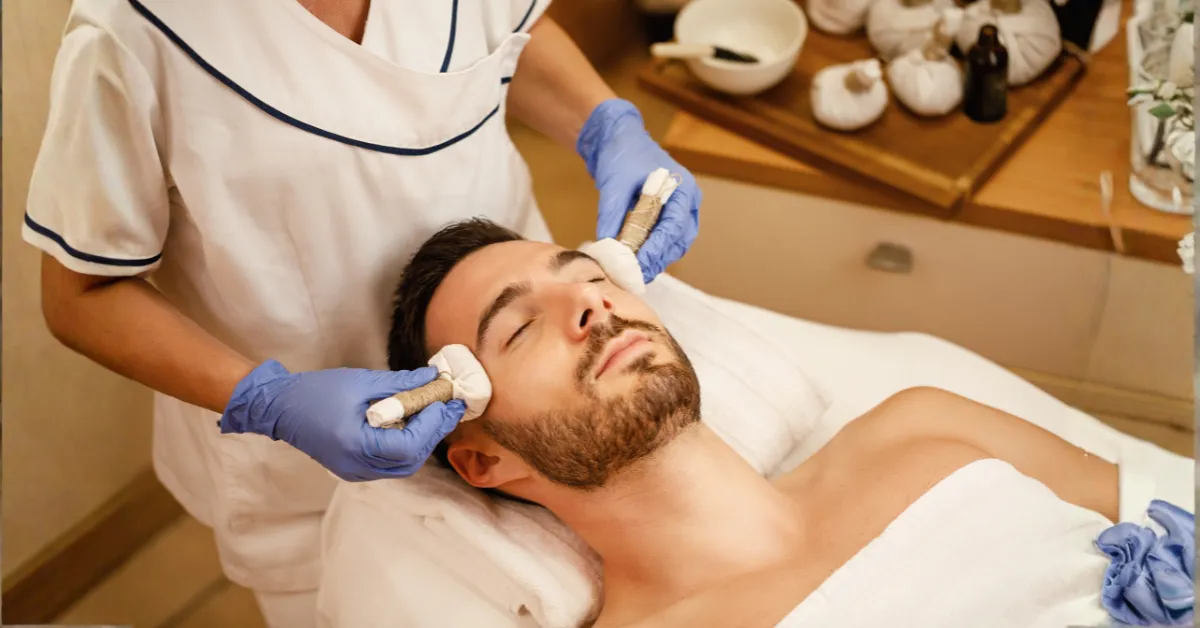 Facial for men with blackheads and rough skin texture