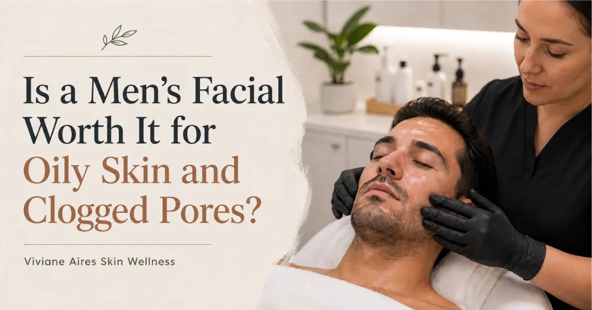 Man receiving a professional facial for oily skin and clogged pores