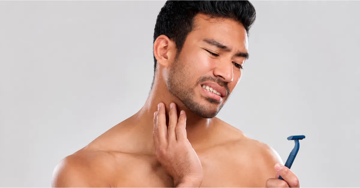 Pimples and razor bumps after shaving on men’s skin