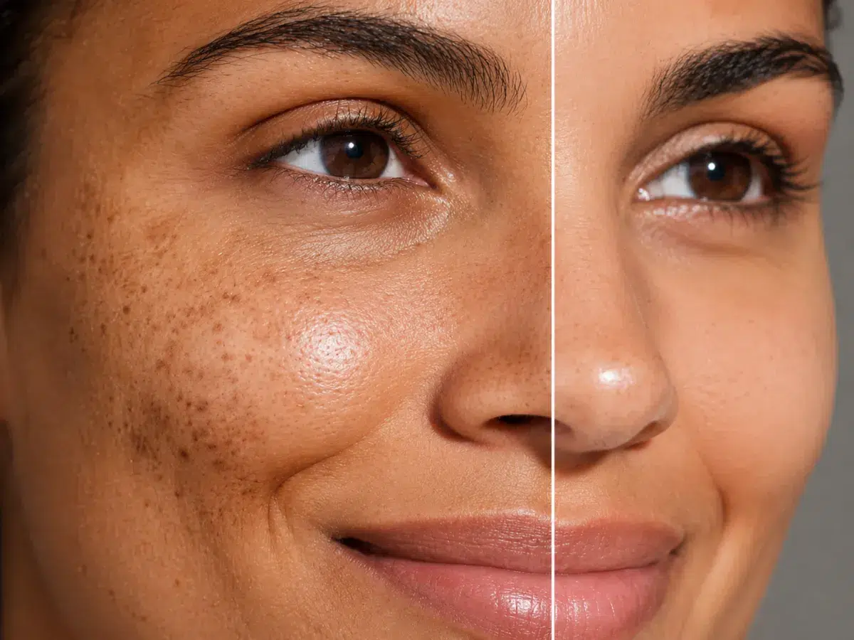 Professional skincare setup for dark spot facial and brightening skin treatment