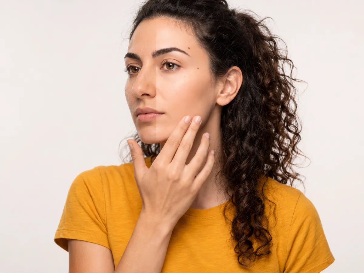 Dehydrated skin on the face with tightness and dullness